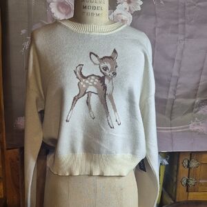 Madden Girl Cream Sweater with Fawn Design